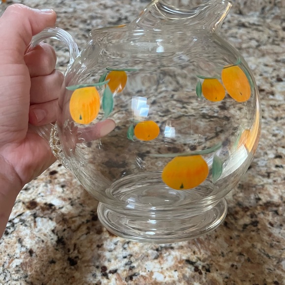 Vintage Hand Painted Miniature Orange Juice Pitcher And 4 Glass Set - Picture 12 of 12